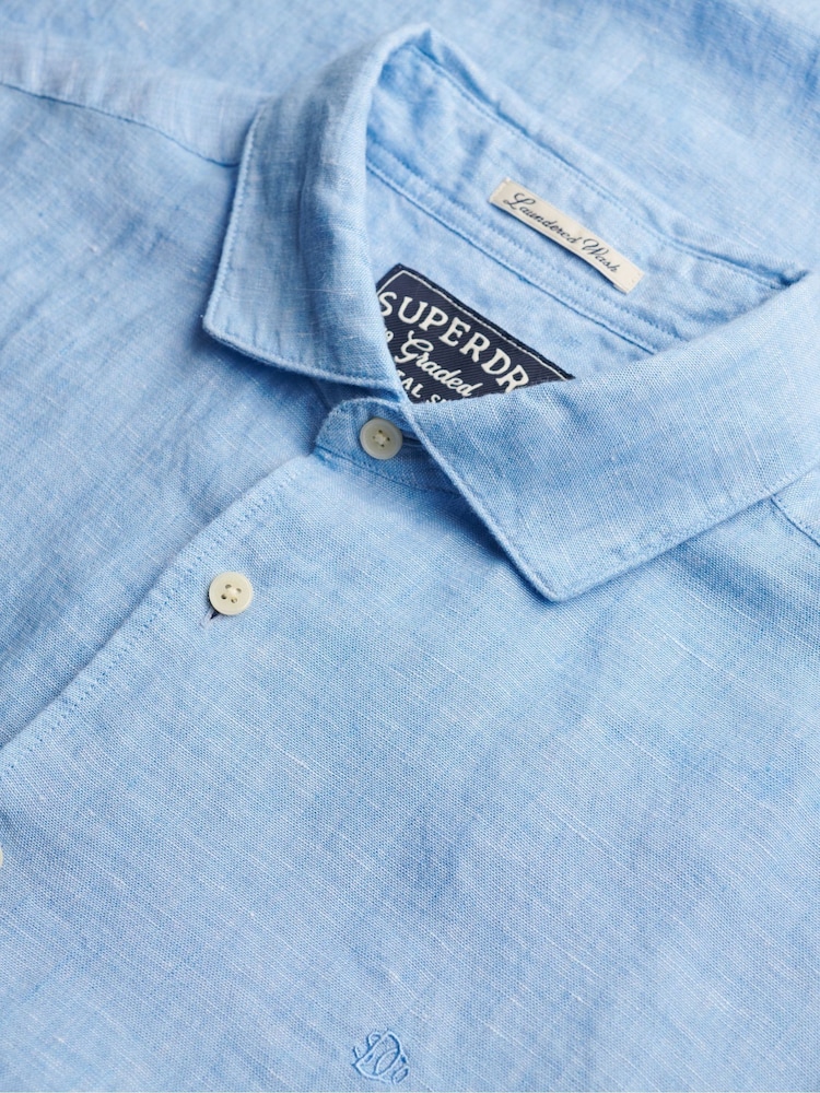 Superdry Blue Riviera Short Sleeve Shirt - Image 7 of 7