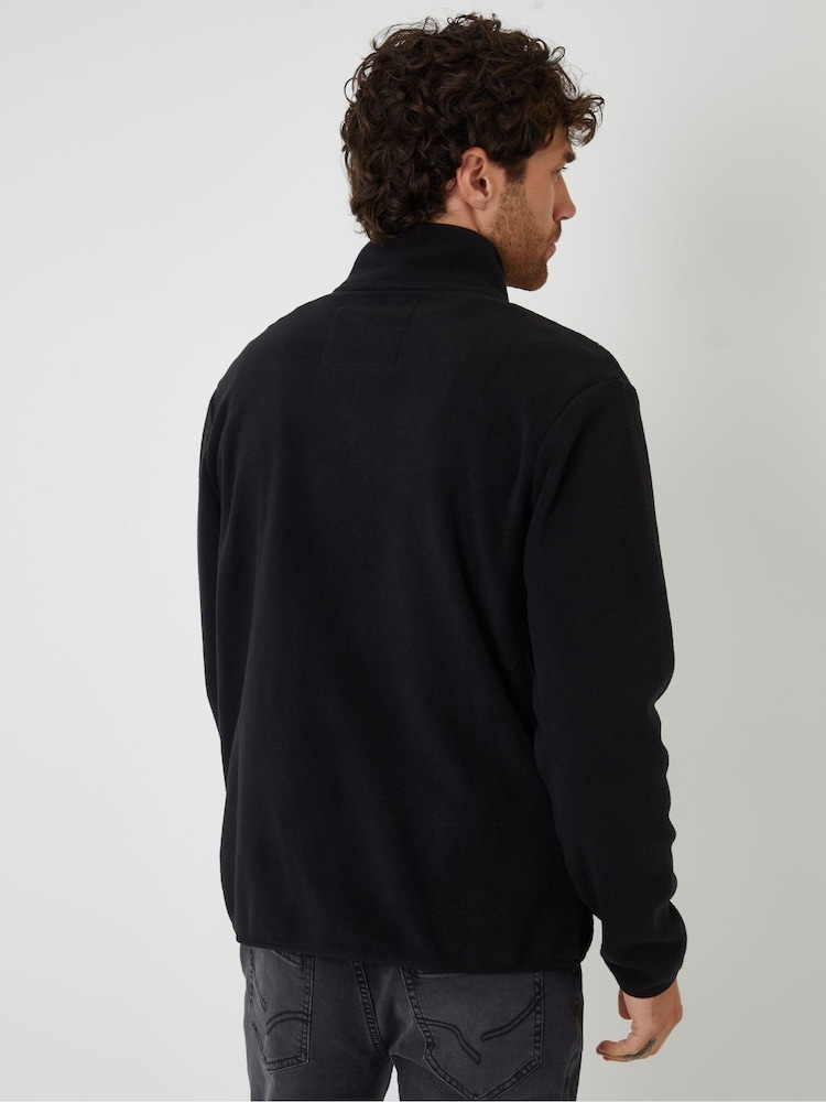 Threadbare Black Microfleece Quarter Zip Sweatshirt - Image 2 of 4 Threadbare Black Microfleece Quarter Zip Sweatshirt - Image 2 of 4