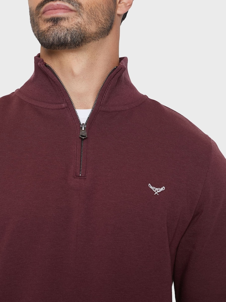 Threadbare Red Quarter Zip Sweatshirt - Image 4 of 4 Threadbare Red Quarter Zip Sweatshirt - Image 4 of 4
