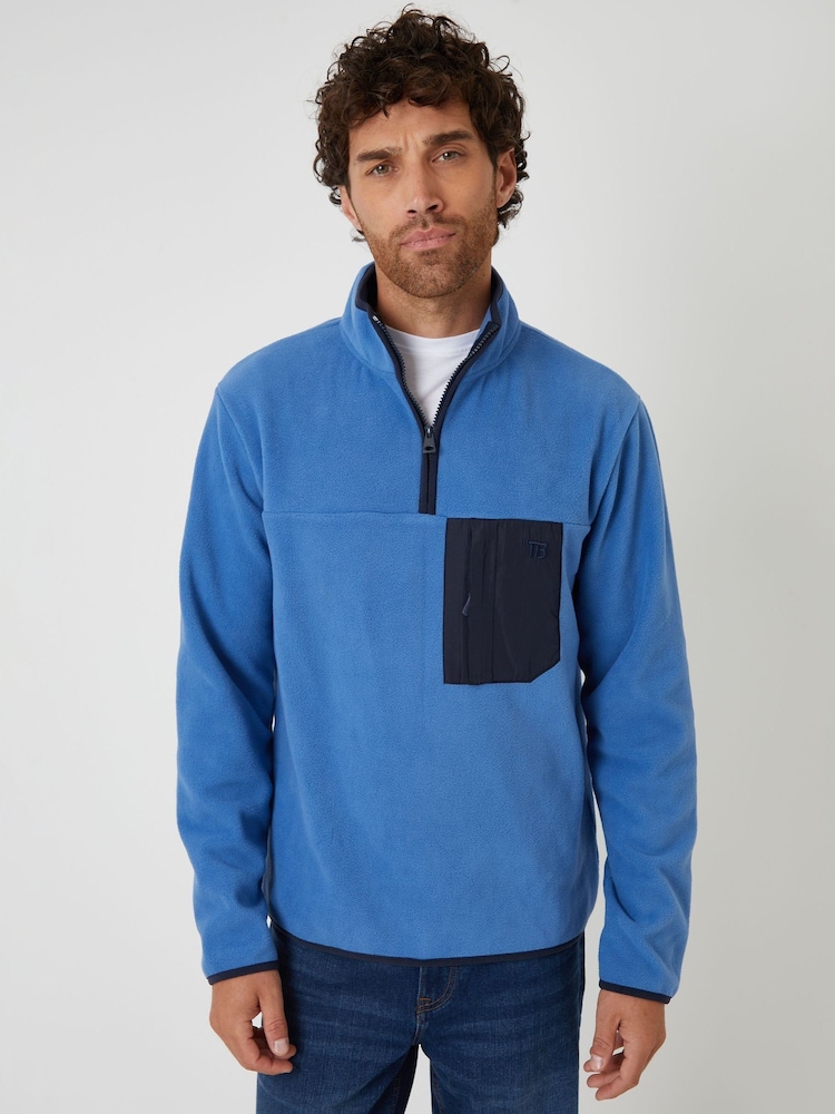 Threadbare Blue Sky Microfleece Quarter Zip Sweatshirt - Image 1 of 4 Threadbare Blue Sky Microfleece Quarter Zip Sweatshirt - Image 1 of 4