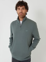 Threadbare Blue Quarter Zip Sweatshirt - Image 1 of 4