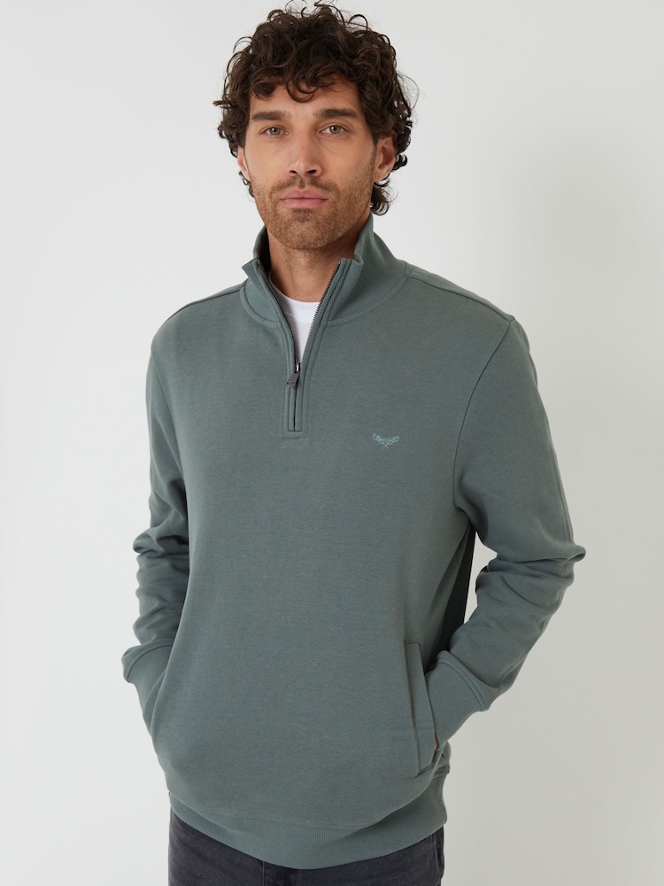 Threadbare Blue Quarter Zip Sweatshirt - Image 1 of 4