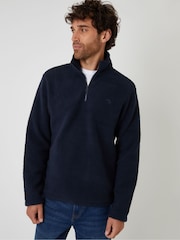 Threadbare Blue Quarter Zip Borg Sweatshirt - Image 1 of 4