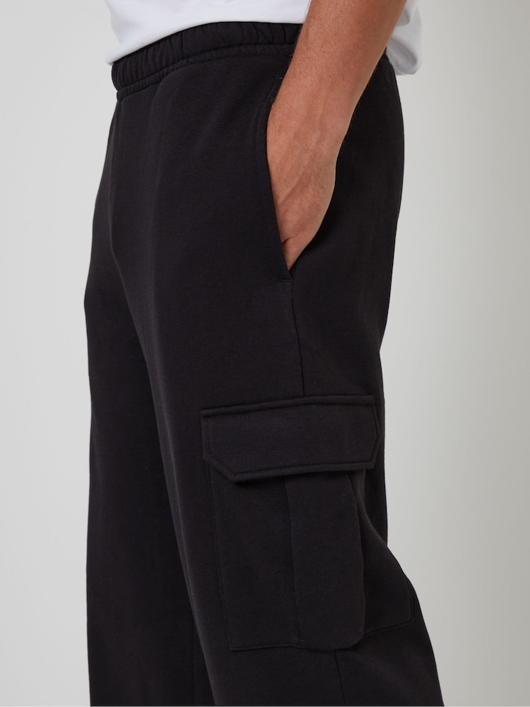 Threadbare Black Wide Leg Cargo Joggers - Image 4 of 4 Threadbare Black Wide Leg Cargo Joggers - Image 4 of 4
