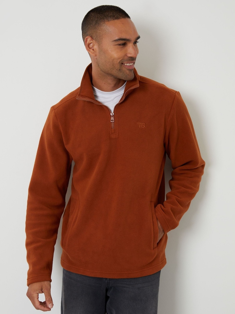 Threadbare Orange Quarter Zip Microfleece Fleeces - Image 1 of 4 Threadbare Orange Quarter Zip Microfleece Fleeces - Image 1 of 4