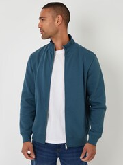 Threadbare Blue Funnel Quarter Zip Through Sweatshirt - Image 1 of 4