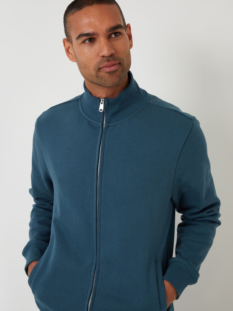 Threadbare Blue Funnel Quarter Zip Through Sweatshirt - Image 4 of 4