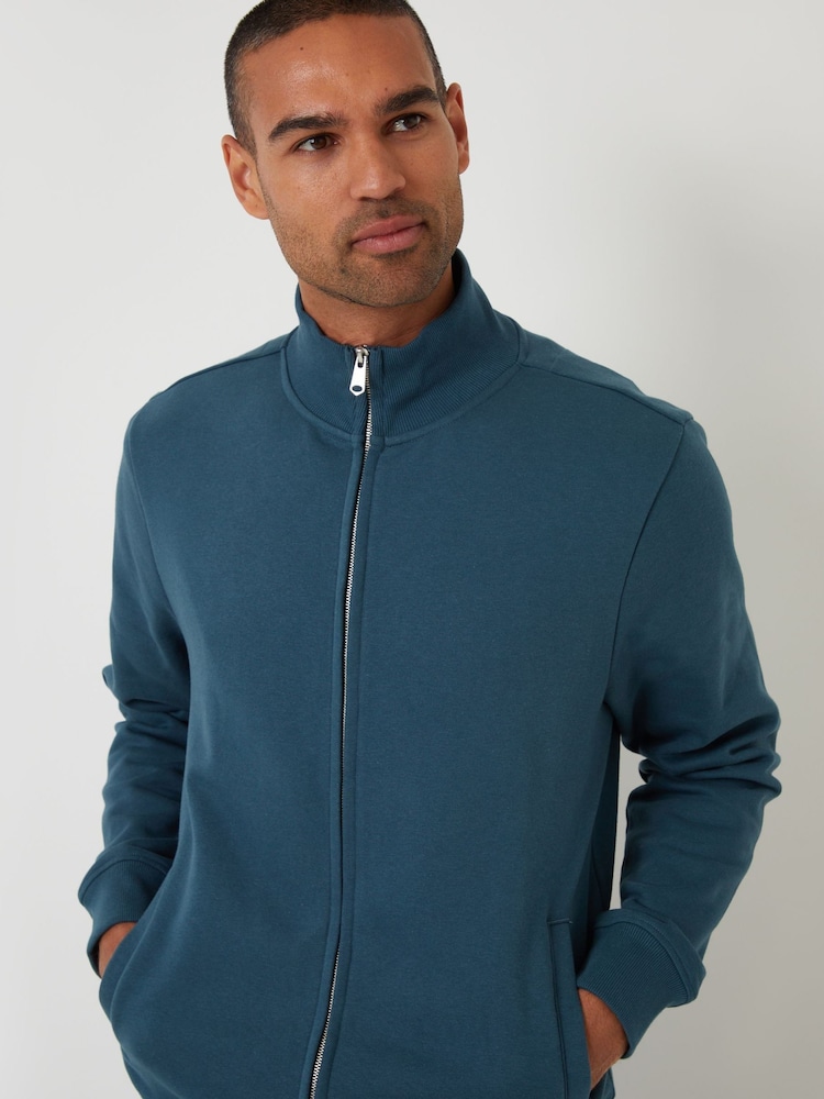 Threadbare Blue Funnel Quarter Zip Through Sweatshirt - Image 4 of 4 Threadbare Blue Funnel Quarter Zip Through Sweatshirt - Image 4 of 4