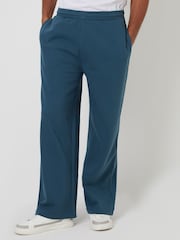 Threadbare Blue Navy Wide Leg Pique Joggers - Image 1 of 4