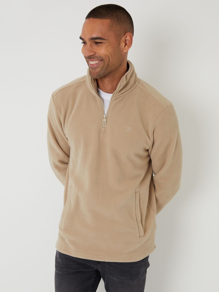 Threadbare Natural Quarter Zip Microfleece Fleeces - Image 1 of 4 Threadbare Natural Quarter Zip Microfleece Fleeces - Image 1 of 4