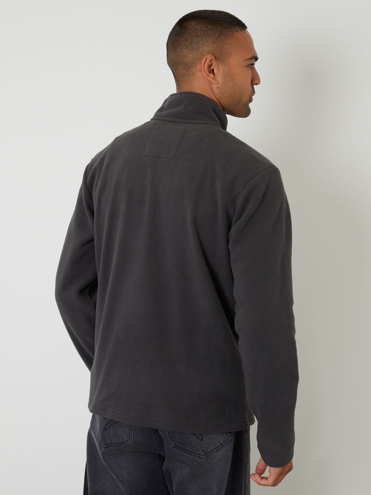 Threadbare Grey Quarter Zip Microfleece Sweatshirt - Image 2 of 4 Threadbare Grey Quarter Zip Microfleece Sweatshirt - Image 2 of 4