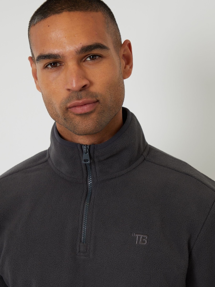 Threadbare Grey Quarter Zip Microfleece Sweatshirt - Image 4 of 4 Threadbare Grey Quarter Zip Microfleece Sweatshirt - Image 4 of 4