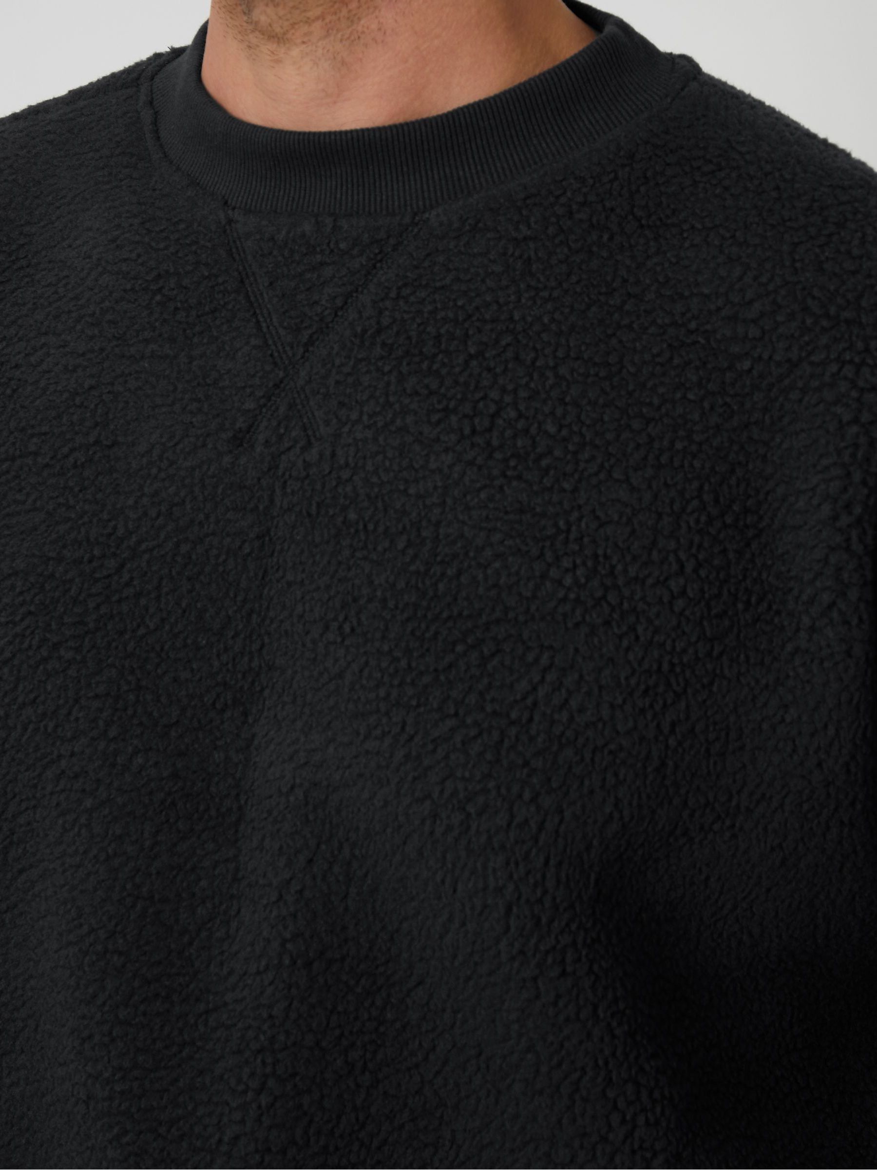Buy Threadbare Black Crew Neck Relaxed Fit Borg Sweatshirt from