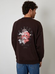 Threadbare Brown Relaxed Fit Graphic Print Crew Neck Sweatshirt - Image 1 of 4