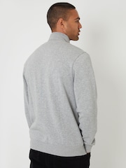 Threadbare Grey Light Funnel Quarter Zip Through Sweatshirt - Image 3 of 4