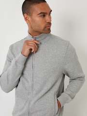 Threadbare Grey Light Funnel Quarter Zip Through Sweatshirt - Image 4 of 4