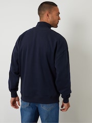 Threadbare Blue Relaxed Fit Half Zip Sweatshirt - Image 2 of 4