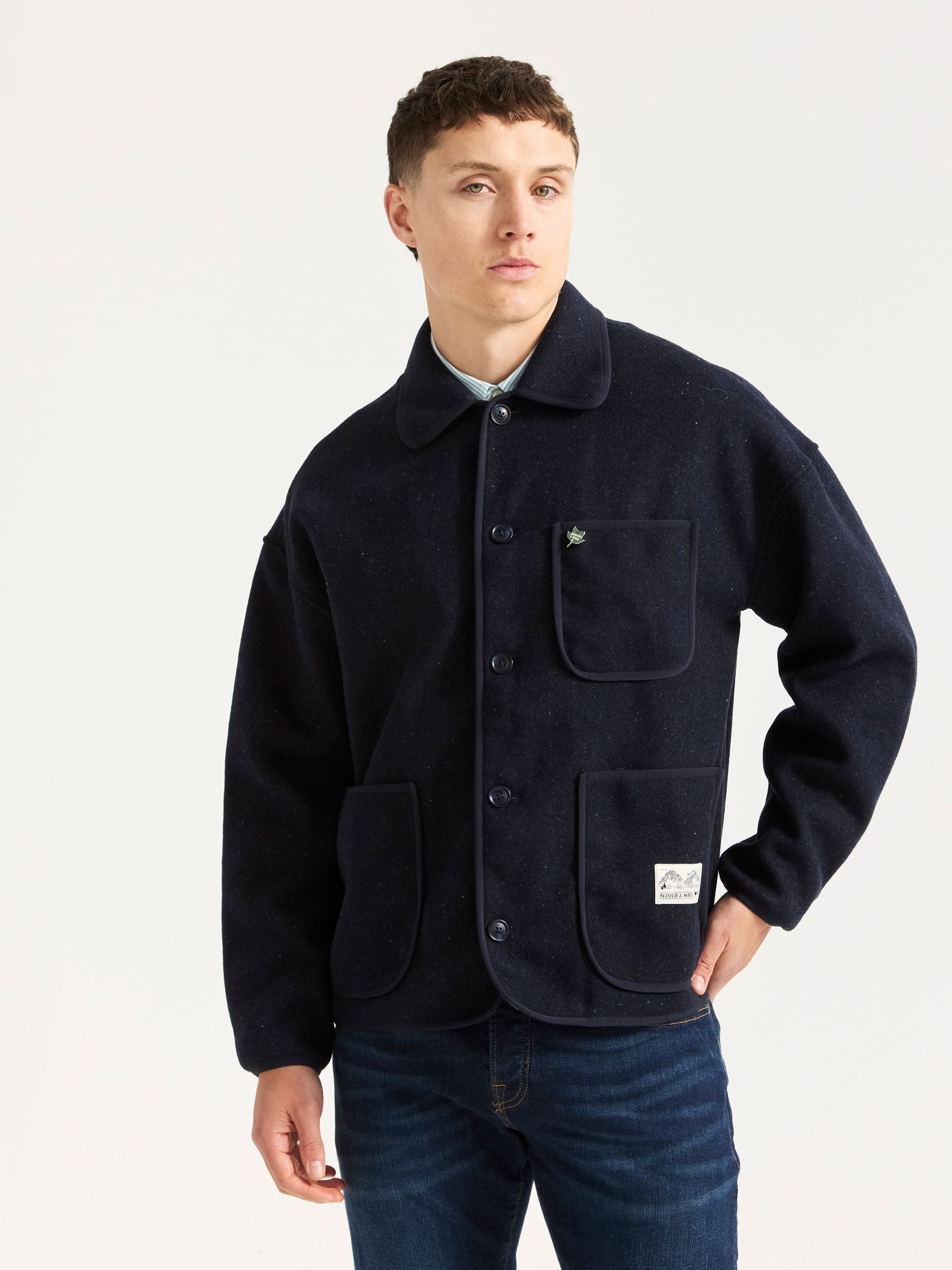Buy Scotch & Soda Blue Double Faced Wool Blend Overshirt from Next USA