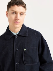 Scotch & Soda Blue Double Faced Wool Blend Overshirt - Image 3 of 4