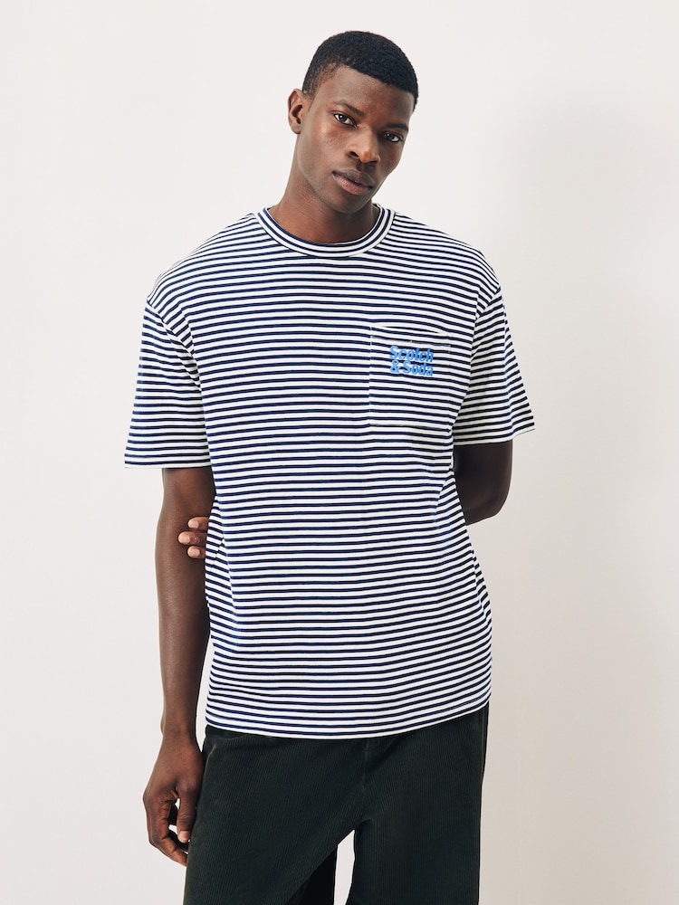 Scotch & Soda Blue Double Face Jersey Pocket T-Shirt - Image 1 of 5