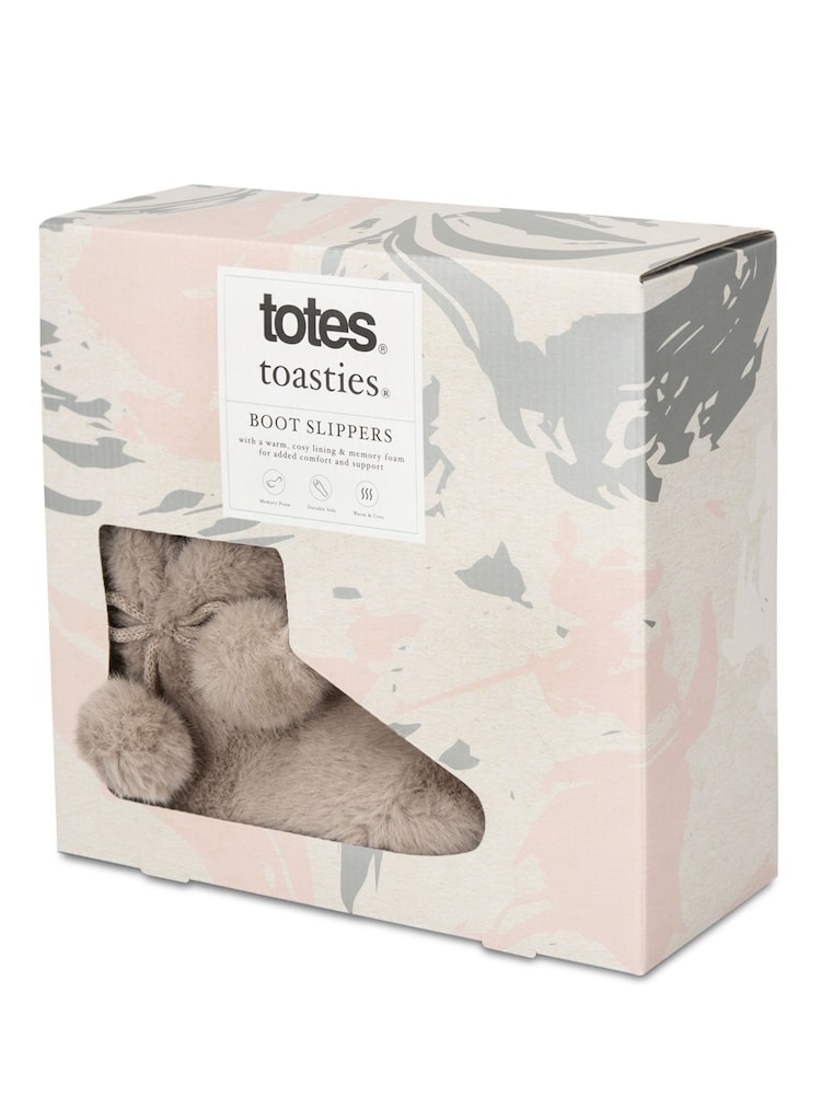 Totes Cream Toasties Ladies Faux Fur Boot Slippers - Image 5 of 5 Totes Cream Toasties Ladies Faux Fur Boot Slippers - Image 5 of 5