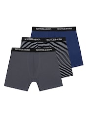 Scotch & Soda Grey 3 Pack Cotton Stretch Boxer Briefs Underwear - Image 1 of 2