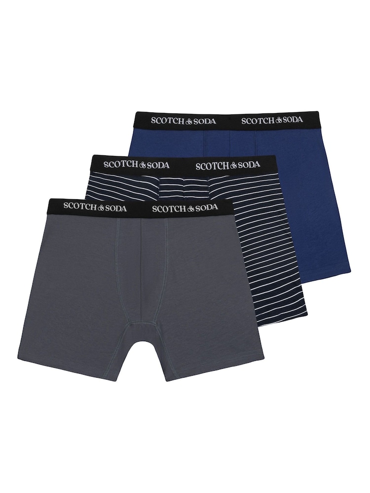 Scotch & Soda Grey 3 Pack Cotton Stretch Boxer Briefs Underwear - Image 1 of 2