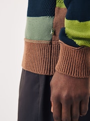 Scotch & Soda Green Patchwork Cotton Long Sleeve Polo Shirts - Image 4 of 8