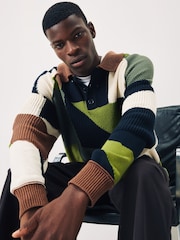 Scotch & Soda Green Patchwork Cotton Long Sleeve Polo Shirts - Image 8 of 8