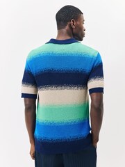 Blau - Scotch & Soda Knitted Degrade Zip Polo Shirt - Bild 2 von 5