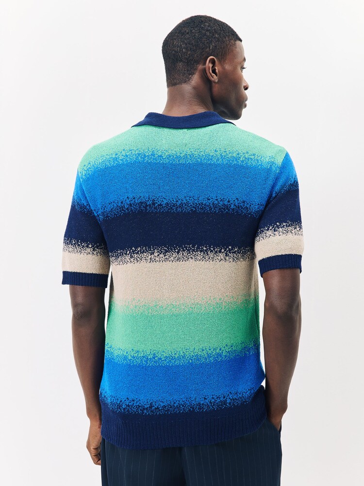 Blau - Scotch & Soda Knitted Degrade Zip Polo Shirt - Bild 2 von 5