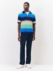 Blau - Scotch & Soda Knitted Degrade Zip Polo Shirt - Bild 3 von 5