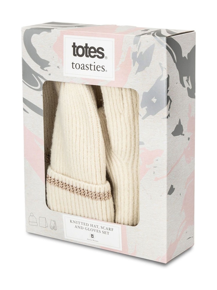 Totes Cream Toasties Ladies Knitted Hat Scarf and Gloves Gift Set - Image 2 of 3