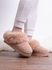 Totes Brown Toasties Ladies Icon Textured Mules with Chunky Sole - Image 1 of 5