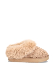 Totes Brown Toasties Ladies Icon Textured Mules with Chunky Sole - Image 2 of 5