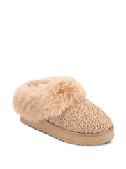 Totes Brown Toasties Ladies Icon Textured Mules with Chunky Sole - Image 3 of 5