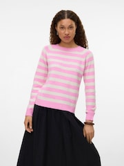 VERO MODA Pink Light Round Neck Soft Touch Cosy Knitted Jumper - Image 4 of 5