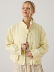 Lemon Yellow Funnel Neck Cotton Utility Jacket - Image 2 of 8