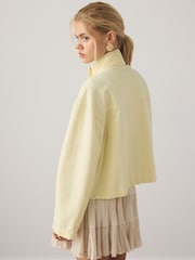 Lemon Yellow Funnel Neck Cotton Utility Jacket - Image 4 of 8