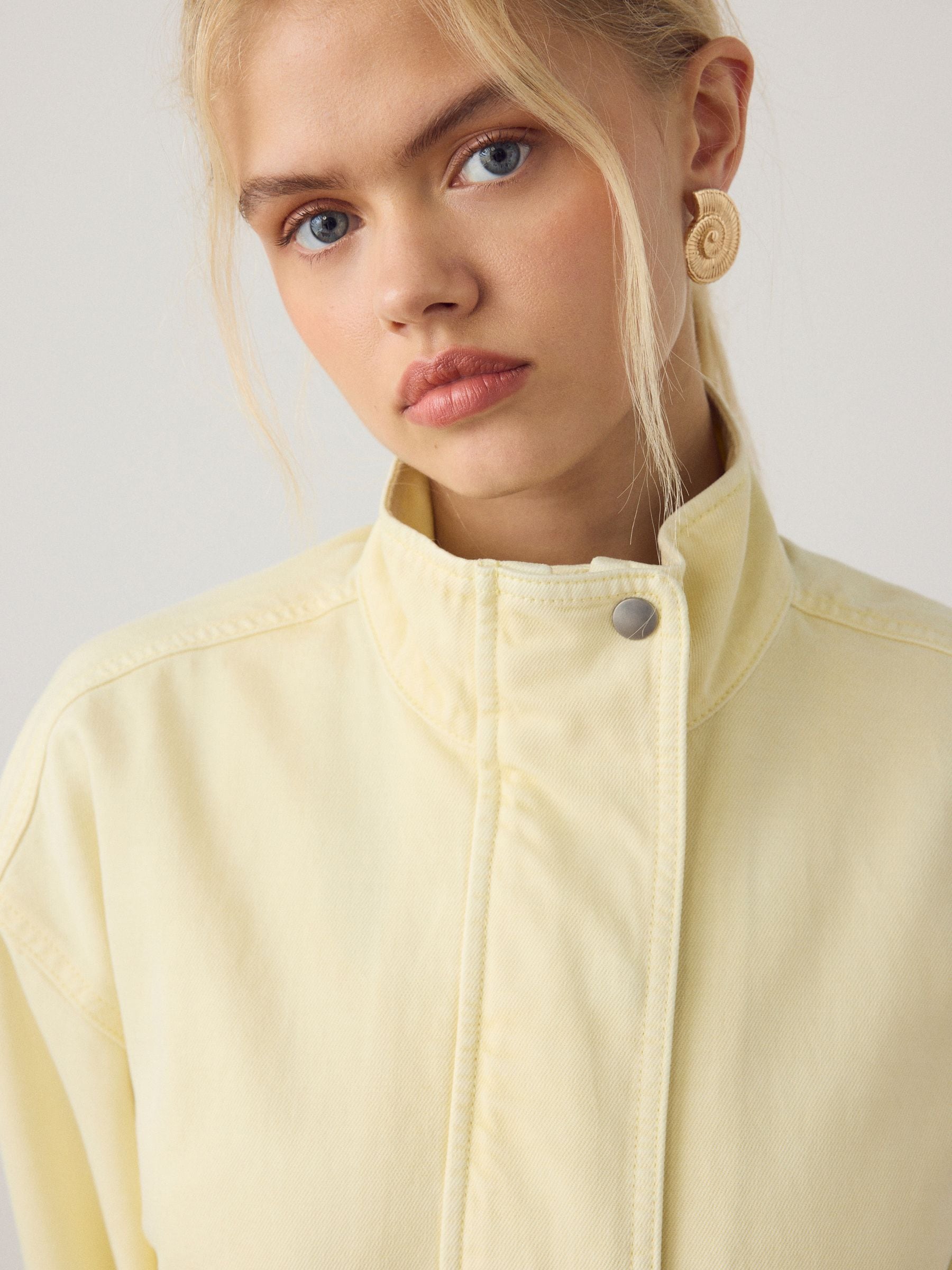 Buy Butter Yellow Funnel Neck Cotton Utility Jacket from Next USA