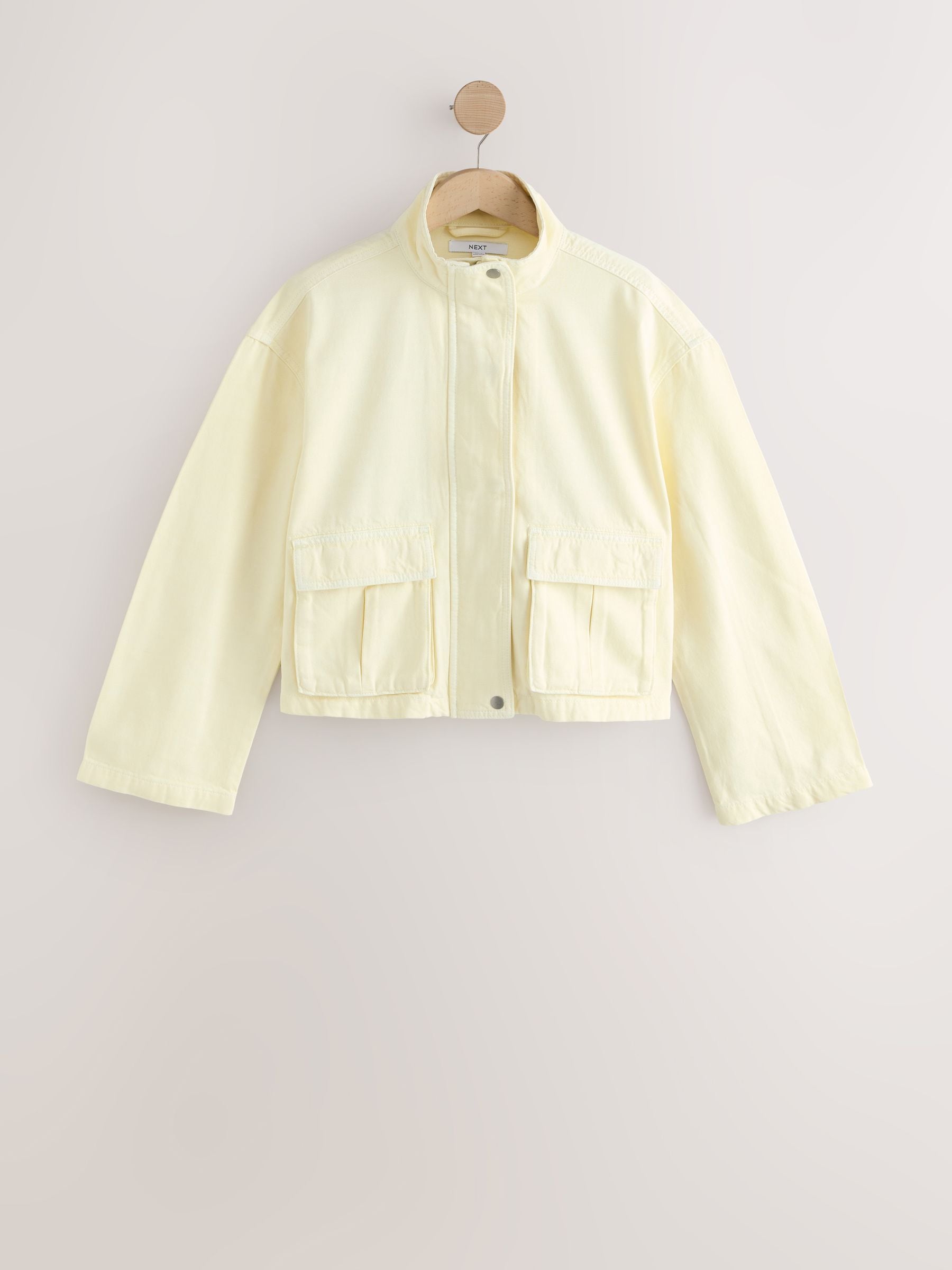 Buy Butter Yellow Funnel Neck Cotton Utility Jacket from Next USA