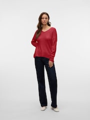 VERO MODA Red Soft Touch V-Neck Knitted Jumper - Image 3 of 5