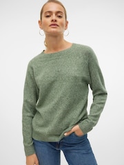VERO MODA Olive Green Bow Detail Long Sleeve Jumper - Image 1 of 6