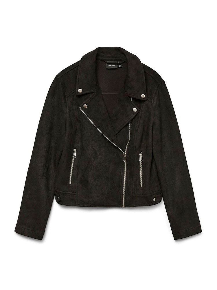VERO MODA Black Faux Suede Biker Jacket - Image 5 of 5 VERO MODA Black Faux Suede Biker Jacket - Image 5 of 5