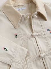 Ecru Cord Collar Cotton Embroidered Jacket - Image 3 of 3
