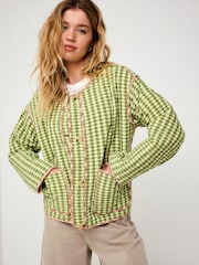 Pink and Green Reversible Gingham Quilted Jacket - Image 1 of 6