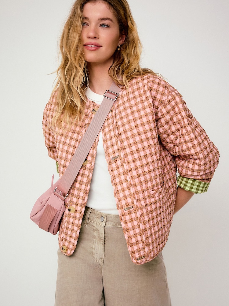 Pink and Green Reversible Gingham Quilted Jacket - Image 2 of 6