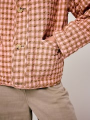 Pink and Green Reversible Gingham Quilted Jacket - Image 6 of 6