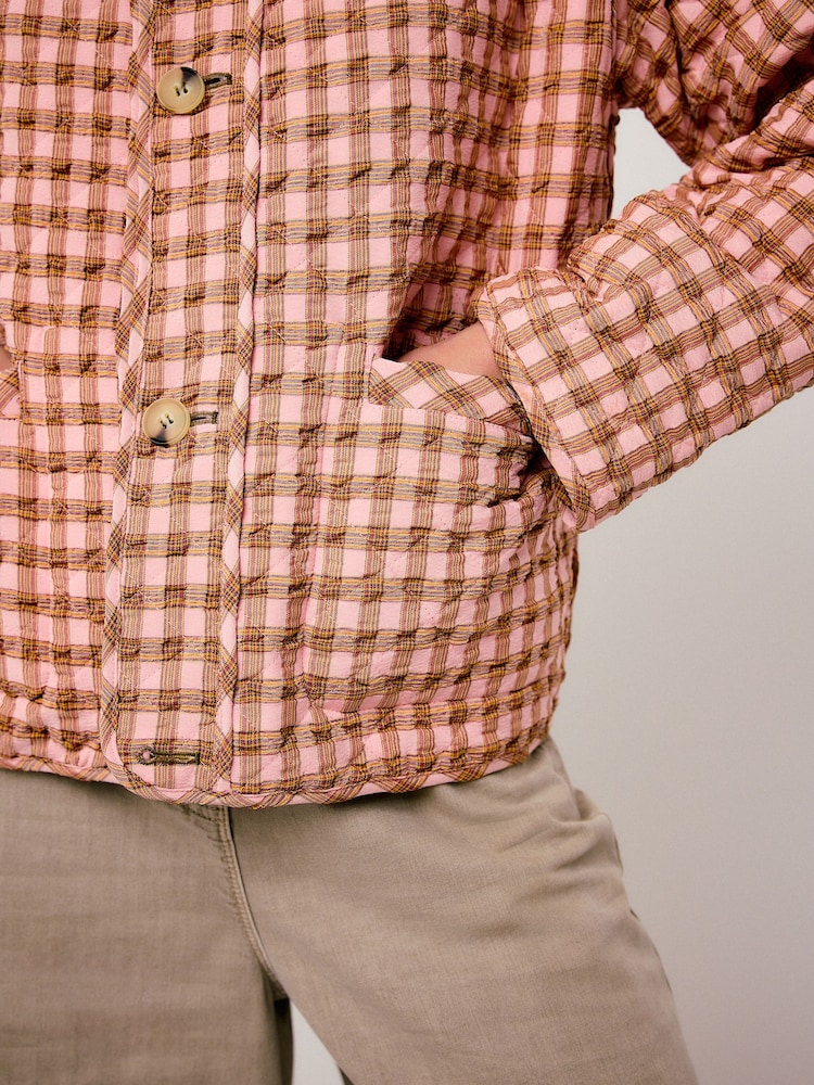 Pink and Green Reversible Gingham Quilted Jacket - Image 6 of 6