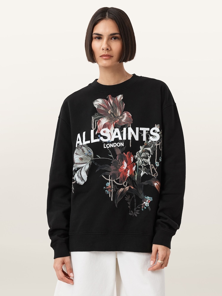AllSaints Black Ania Etta Sweatshirt - Image 1 of 7